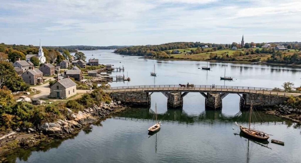 Historic Wanton Bridge over the Sakonnet River in Rhode Island
